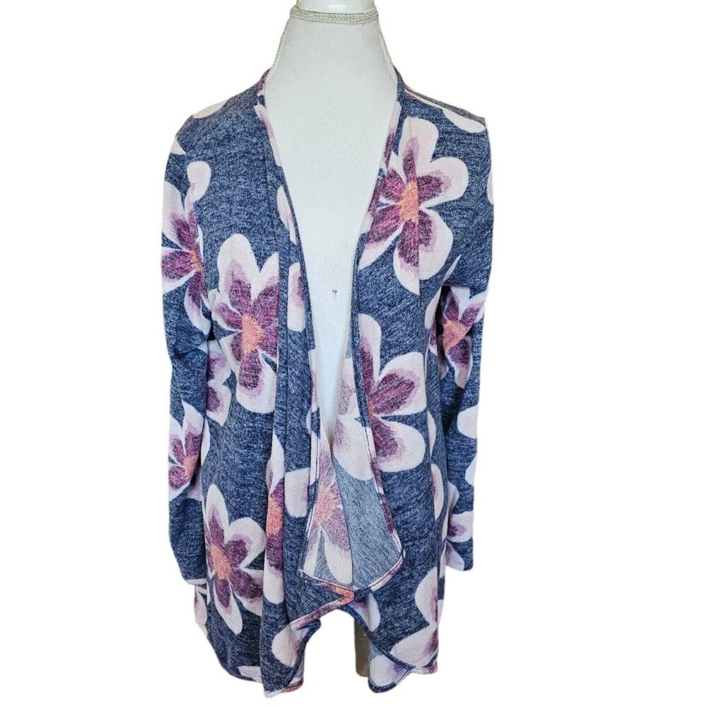 Lularoe‎ Size Large Floral Open Cardigan Simply Comfortable Waterfall Front